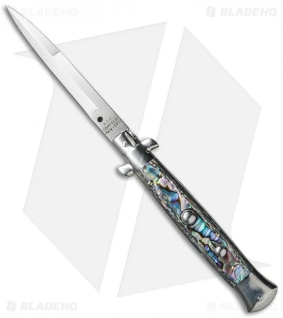 AGA Campolin 10" Italian Stiletto Automatic Knife Abalone (4.5" Satin Bayo) 1 AGA Campolin 10" Italian Stiletto Automatic Knife Abalone (4.5" Satin Bayo)