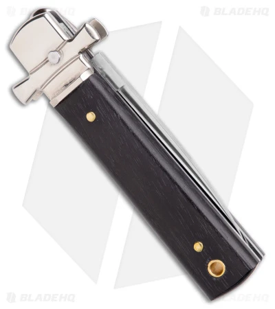 AGA 6" Lever Lock Automatic Italian Knife Ebony W/Cross Bolsters (2.5" Polish) 3 AGA 6" Lever Lock Automatic Italian Knife Ebony W/Cross Bolsters (2.5" Polish) - Image 3
