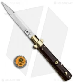 AGA Campolin 10" Frosolone Bayonet Stiletto Knife Cocobolo Brass (4.5" Polish) -AGA Campolin Shop AGA Campolin 10in Frosolone Bayo Stiletto Cocobolo Brass Polish BP 28945 jr bottlecap