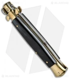 AGA Campolin 10" Italian Stiletto Picklock Automatic Brass/Ebony (4.5" Bayonet) 5 AGA Campolin 10" Italian Stiletto Picklock Automatic Brass/Ebony (4.5" Bayonet) -AGA Campolin Shop AGA Campolin 10in Stiletto Ebony Bayo BP 19128 jr side