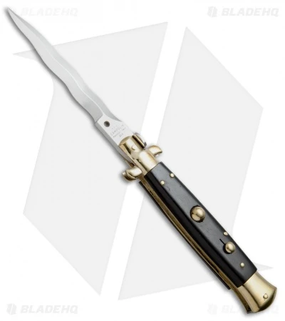AGA Campolin 10" Italian Stiletto Picklock Automatic Brass/Ebony (4.5" Kriss) 1 AGA Campolin 10" Italian Stiletto Picklock Automatic Brass/Ebony (4.5" Kriss)