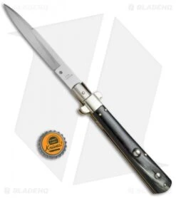 AGA Campolin 11" Frosolone Pick Lock Stiletto Automatic Knife (5" Satin) -AGA Campolin Shop AGA Campolin 11in Frosolone Pick Lock Stiletto Brazilian Horn BHQ 23370 jr bottlecap