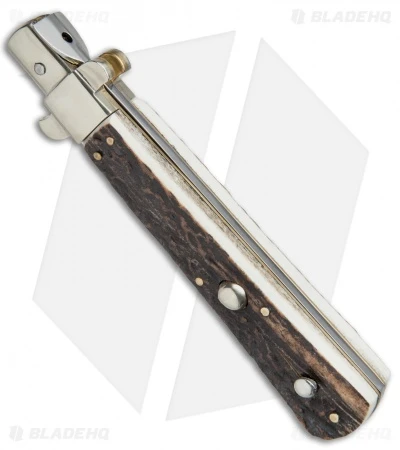 AGA Campolin 13" Italian Frosolone Automatic Knife Stag Horn (6.5" Bayonet) 2 AGA Campolin 13" Italian Frosolone Automatic Knife Stag Horn (6.5" Bayonet) - Image 2