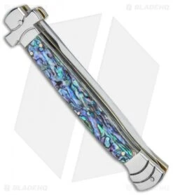 AGA Campolin 11" Maltese Cr. Dagger Auto Italian Stiletto Abalone (5" Satin) -AGA Campolin Shop AGA Campolin 11in Maltese Cr. Dagger Stiletto Abalone Satin BHQ 76134 jr side