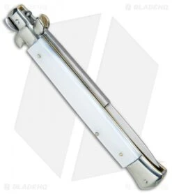 AGA Campolin 11" Picklock Automatic Italian Stiletto Pearlex (5" Satin) 2017 6 AGA Campolin 11" Picklock Automatic Italian Stiletto Pearlex (5" Satin) 2017 -AGA Campolin Shop AGA Campolin 11in Picklock Italian Stiletto White Pearl Satin BHQ 78228 jr side