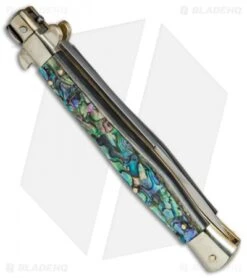AGA Campolin 11" Picklock Automatic Italian Stiletto Abalone (5"Satin) -AGA Campolin Shop AGA Campolin 11in picklock Stilletto Abalone BHQ 67465 jr side