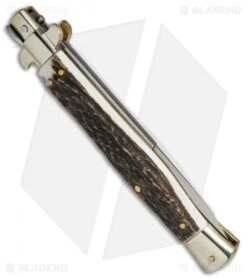 AGA Campolin 11" Picklock Automatic Italian Stiletto Stag Horn (5"Satin) 2018 7 AGA Campolin 11" Picklock Automatic Italian Stiletto Stag Horn (5"Satin) 2018 -AGA Campolin Shop AGA Campolin 11in picklock Stilletto Stag Horn BHQ 67468 jr side
