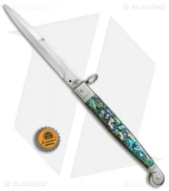 AGA Campolin 9" Sicilian Ring Pull Automatic Knife Abalone (5.5" Satin Bayo) -AGA Campolin Shop AGA Campolin 12in Sicilian Lever Lock Ring Pull Abalone Bayonet BP 27798 jr bottlecap