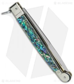 AGA Campolin 9" Sicilian Ring Pull Automatic Knife Abalone (5.5" Satin Bayo) -AGA Campolin Shop AGA Campolin 12in Sicilian Lever Lock Ring Pull Abalone Bayonet BP 27798 jr side