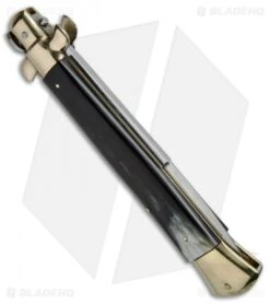 AGA Campolin 15" Automatic Italian Stiletto Knife Brazil Horn (7" Satin Bayo) 5 AGA Campolin 15" Automatic Italian Stiletto Knife Brazil Horn (7" Satin Bayo) -AGA Campolin Shop AGA Campolin 15in Stiletto Brazilian Horn Brass Bayo BP 19174 jr side