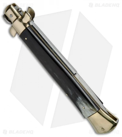 AGA Campolin 15" Automatic Italian Stiletto Knife Brazil Horn (7" Satin Bayo) 3 AGA Campolin 15" Automatic Italian Stiletto Knife Brazil Horn (7" Satin Bayo) - Image 3