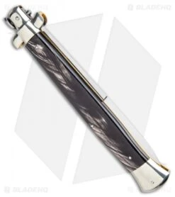 AGA Campolin 18" Italian Stiletto Knife Dark Horn (8" Satin Bayonet) -AGA Campolin Shop AGA Campolin 18in Stiletto Dark Horn Satin Bayo BHQ 104096 jr side