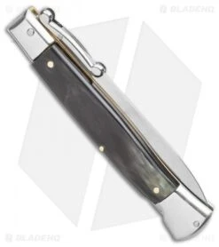 AGA Campolin 9" Swinguard Automatic Knife Brazilian Horn (5.75" Satin Dagger) 6 AGA Campolin 9" Swinguard Automatic Knife Brazilian Horn (5.75" Satin Dagger) -AGA Campolin Shop AGA Campolin 9 Swinguard Automatic Knife Brazilian Horn 5.75 Satin Dagger BHQ 121424 LS Side