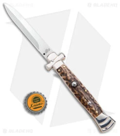 AGA Campolin 9" Maltese Cross Stiletto Automatic Knife Stag Horn (4" Polish) 7 AGA Campolin 9" Maltese Cross Stiletto Automatic Knife Stag Horn (4" Polish) -AGA Campolin Shop AGA Campolin 9in Maltese Cross Stiletto Auto Stag Horn Bayo BHQ 50662 jr bottlecap