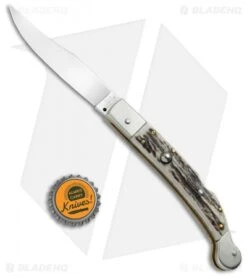 AGA Campolin 9" Sahara Italian Stiletto Lockback Automatic Stag (3.8" Mirror) -AGA Campolin Shop AGA Campolin 9in Sahara Italian Stiletto LB Stag Mirror BHQ 74051 jr bottlecap 2