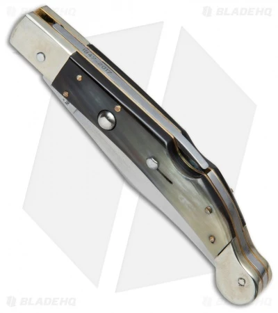 AGA Campolin 9" Sahara Italian Stiletto Lockback Auto Dark Horn (3.8" Mirror) 2 AGA Campolin 9" Sahara Italian Stiletto Lockback Auto Dark Horn (3.8" Mirror) - Image 2