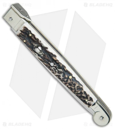 A.G.A. Campolin 12" Sicilian Picklock Bayo Automatic Knife Stag (5.5" Satin) 2 A.G.A. Campolin 12" Sicilian Picklock Bayo Automatic Knife Stag (5.5" Satin) - Image 2