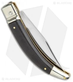 AGA Campolin Diana Lever Lock Automatic Knife Ebony Wood (3.75" Satin) -AGA Campolin Shop AGA Campolin Diana LL Auto Dark Wood Satin BHQ 34351 jr side