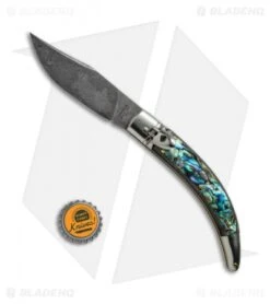 AGA Campolin Diana Lever Lock Automatic Knife Abalone (3.75" Damascus) -AGA Campolin Shop AGA Campolin Diana LL Damascus Abalone BHQ 67442 jr bottlecap