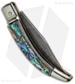 AGA Campolin Diana Lever Lock Automatic Knife Abalone (3.75" Damascus) -AGA Campolin Shop AGA Campolin Diana LL Damascus Abalone BHQ 67442 jr side