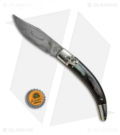 AGA Campolin Diana Lever Lock Automatic Knife Dark Horn (3.75" Damascus) 4 AGA Campolin Diana Lever Lock Automatic Knife Dark Horn (3.75" Damascus) - Image 4