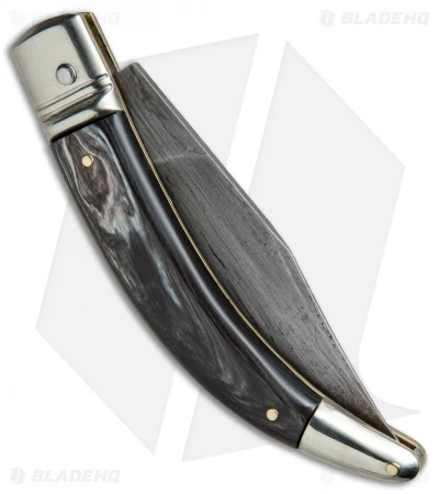 AGA Campolin Diana Lever Lock Automatic Knife Dark Horn (3.75" Damascus) 3 AGA Campolin Diana Lever Lock Automatic Knife Dark Horn (3.75" Damascus) - Image 3