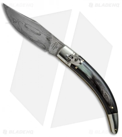 AGA Campolin Diana Lever Lock Automatic Knife Dark Horn (3.75" Damascus) 1 AGA Campolin Diana Lever Lock Automatic Knife Dark Horn (3.75" Damascus)