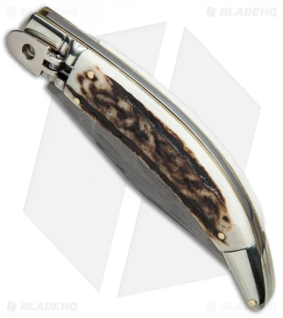 AGA Campolin Diana Lever Lock Automatic Knife Stag Horn (3.75" Damascus) 2 AGA Campolin Diana Lever Lock Automatic Knife Stag Horn (3.75" Damascus) - Image 2