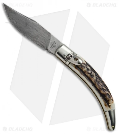 AGA Campolin Diana Lever Lock Automatic Knife Stag Horn (3.75" Damascus) 1 AGA Campolin Diana Lever Lock Automatic Knife Stag Horn (3.75" Damascus)