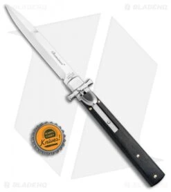 AGA Campolin 9" Dominus Bayonet Leverlock Automatic Knife Ebony (4" Satin) -AGA Campolin Shop AGA Campolin Dominius Ebony LL Auto Bayo Satin GO DOM23 EB BHQ 99910 jr bottlecap