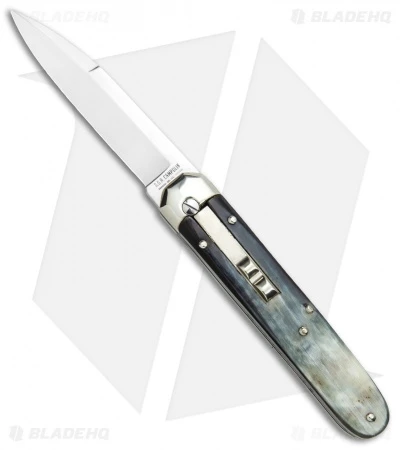AGA Campolin Baron Automatic Knife Dark Horn (3.75" Satin) 1 AGA Campolin Baron Automatic Knife Dark Horn (3.75" Satin)