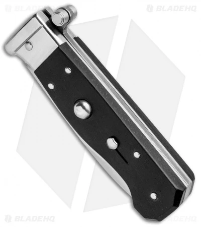 AGA Campolin Piccolo Italian Stiletto Automatic Knife Ebony (2.8" Satin) 2 AGA Campolin Piccolo Italian Stiletto Automatic Knife Ebony (2.8" Satin) - Image 2