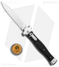 AGA Campolin Zero Leverlock Bayo Automatic Knife Black Coated (3.75" Polish) -AGA Campolin Shop AGA Campolin Zero Bayo LL Auto Black Coated Polish AGA01LN LB BHQ 92041 jr bottlecap