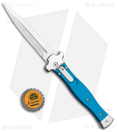 AGA Campolin Zero Dagger Leverlock Automatic Knife Blue G-10 (3.75" Satin) 4 AGA Campolin Zero Dagger Leverlock Automatic Knife Blue G-10 (3.75" Satin) - Image 4