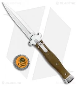 AGA Campolin Zero Dagger Leverlock Automatic Knife Green Aluminum (3.75" Satin) -AGA Campolin Shop AGA Campolin Zero Dagger LL Auto Green Alum Satin AGA01ALOD LD BHQ 99415 jr bottlecap