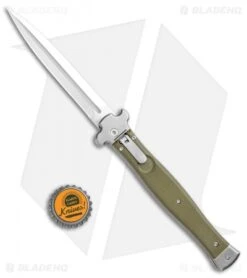 AGA Campolin Zero+ Dagger Leverlock Automatic Knife Green G-10 (4.25" Satin) 2.0 -AGA Campolin Shop AGA Campolin Zero Dagger LL Auto Green G 10 Satin BHQ 105462 jr bottlecap