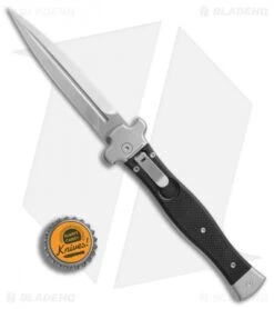 AGA Campolin Zero Dagger Leverlock Automatic Knife Black G-10 (3.75" Stonewash) -AGA Campolin Shop AGA Campolin Zero Dagger black G10 sw BHQ 74034 er bottlecap