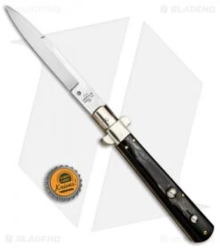 AGA Campolin 11" Frosolone Bayonet Stiletto Automatic Brazilian Horn (5" Satin) -AGA Campolin Shop AGA Frosolone Brazilian Nickel 11in Bayo BP 29291 jr bottlecap