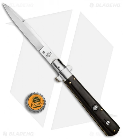 AGA Campolin 11" Frosolone Bayonet Stiletto Automatic Knife Ebony (5" Satin) 5 AGA Campolin 11" Frosolone Bayonet Stiletto Automatic Knife Ebony (5" Satin) - Image 5