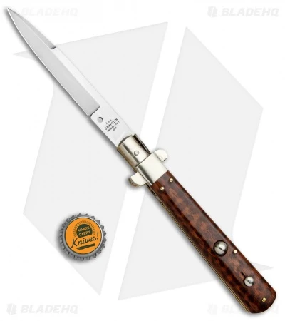 AGA Campolin 11" Frosolone Bayonet Stiletto Automatic Snake Wood (5" Satin) 5 AGA Campolin 11" Frosolone Bayonet Stiletto Automatic Snake Wood (5" Satin) - Image 5