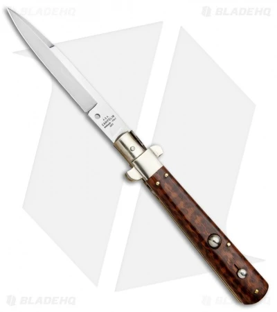 AGA Campolin 11" Frosolone Bayonet Stiletto Automatic Snake Wood (5" Satin) 1 AGA Campolin 11" Frosolone Bayonet Stiletto Automatic Snake Wood (5" Satin)