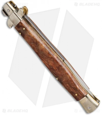 AGA Campolin 13" Burl Wood Automatic Knife Italian Stiletto (Bayonet Plain) 2 AGA Campolin 13" Burl Wood Automatic Knife Italian Stiletto (Bayonet Plain) - Image 2