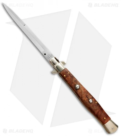 AGA Campolin 13" Burl Wood Automatic Knife Italian Stiletto (Bayonet Plain) 1 AGA Campolin 13" Burl Wood Automatic Knife Italian Stiletto (Bayonet Plain)