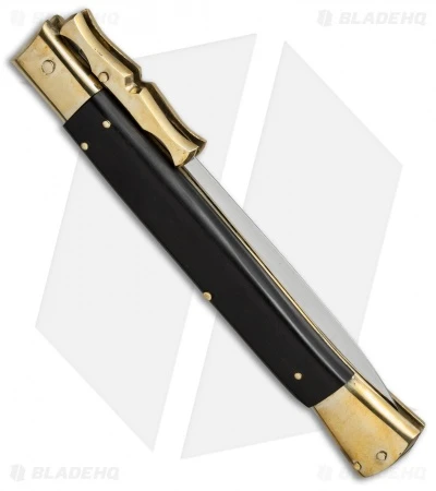 AGA Campolin 13" Bat Swinguard Automatic Brass/Ebony Wood (5.75" Satin Dagger) 2 AGA Campolin 13" Bat Swinguard Automatic Brass/Ebony Wood (5.75" Satin Dagger) - Image 2