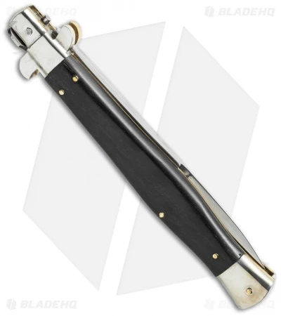 AGA Campolin 13" Picklock Automatic Italian Stiletto Ebony Wood (6" Satin Bayo) 2 AGA Campolin 13" Picklock Automatic Italian Stiletto Ebony Wood (6" Satin Bayo) - Image 2