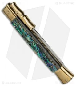 AGA Campolin 13" Bat Swinguard Automatic Brass/Abalone (5.75" Satin Dagger) 6 AGA Campolin 13" Bat Swinguard Automatic Brass/Abalone (5.75" Satin Dagger) -AGA Campolin Shop aga 13in swing bat abalone dagger br side cm