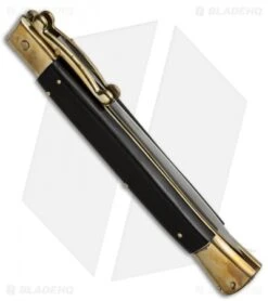 AGA Campolin 13" Swinguard Automatic Knife Brass/Ebony Wood (5.75" Satin Dagger) 6 AGA Campolin 13" Swinguard Automatic Knife Brass/Ebony Wood (5.75" Satin Dagger) -AGA Campolin Shop aga 13in swing brass ebony dagger side cm