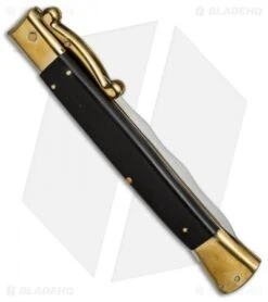 AGA Campolin 13" Swinguard Automatic Knife Brass/Ebony Wood (5.75" Satin Kriss) 6 AGA Campolin 13" Swinguard Automatic Knife Brass/Ebony Wood (5.75" Satin Kriss) -AGA Campolin Shop aga 13in swing brass ebony kriss side cm