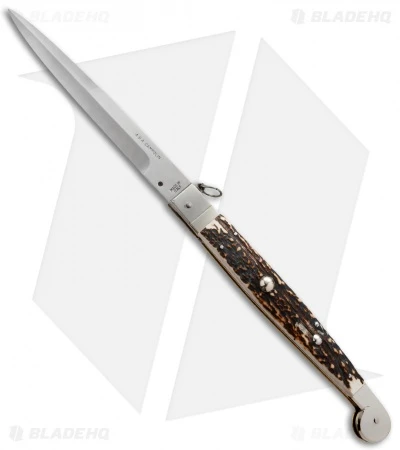 AGA Campolin 16" Sicilian Ring Pull Automatic Stag Horn (7.25" Satin Bayo) 1 AGA Campolin 16" Sicilian Ring Pull Automatic Stag Horn (7.25" Satin Bayo)
