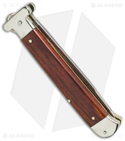 AGA Campolin Francese Ring Pull Automatic Knife Cocobolo (3.75" Satin Flat) 2 AGA Campolin Francese Ring Pull Automatic Knife Cocobolo (3.75" Satin Flat) - Image 2